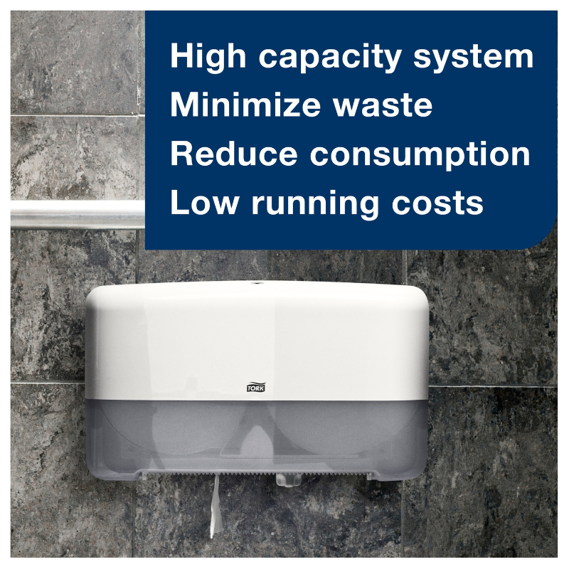 Tork® Mini Jumbo Bath Toilet Tissue Roll, Perforated, 2-Ply, 1,075 Sheets/Roll, 12 Rolls/Case