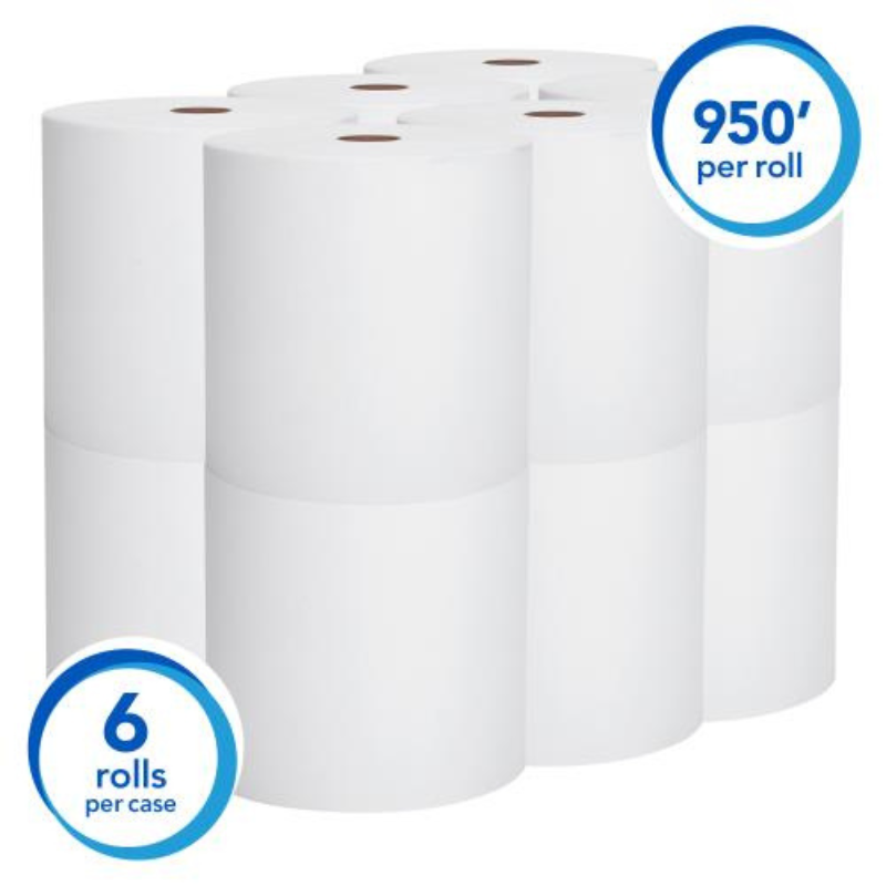 Scott® Essential Proprietary System Hard Roll Towels, White, 950'/Roll, 6 Rolls/Case