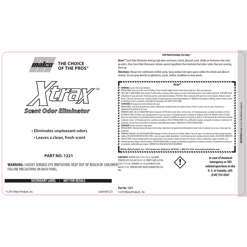 Label; Xtrax Scent Odor Eliminator GHS
