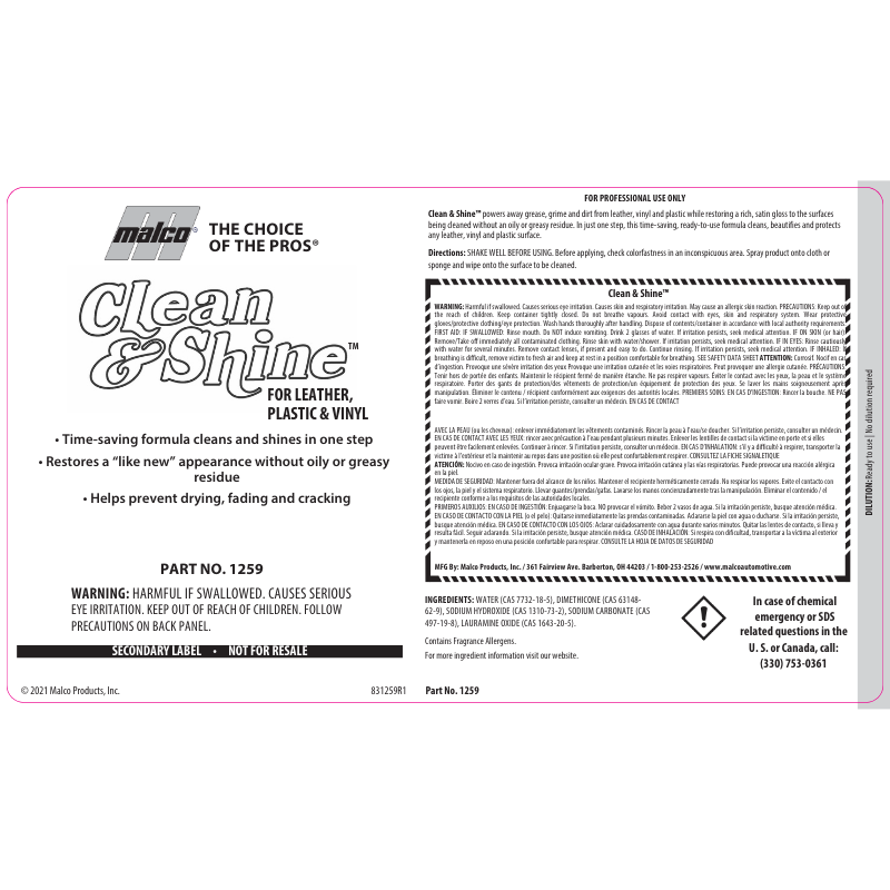 Label; Clean & Shine GHS